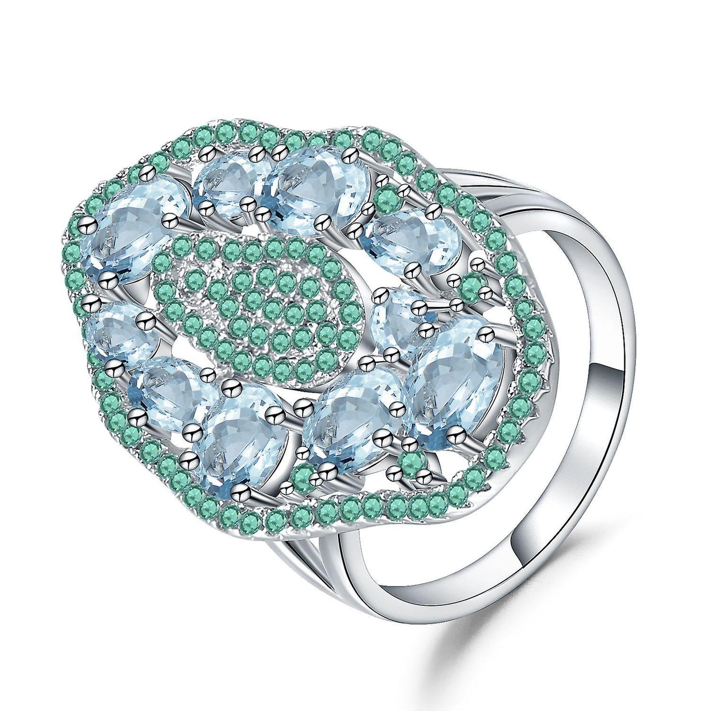 Natural Sky Blue Topaz Hyperbole Ring