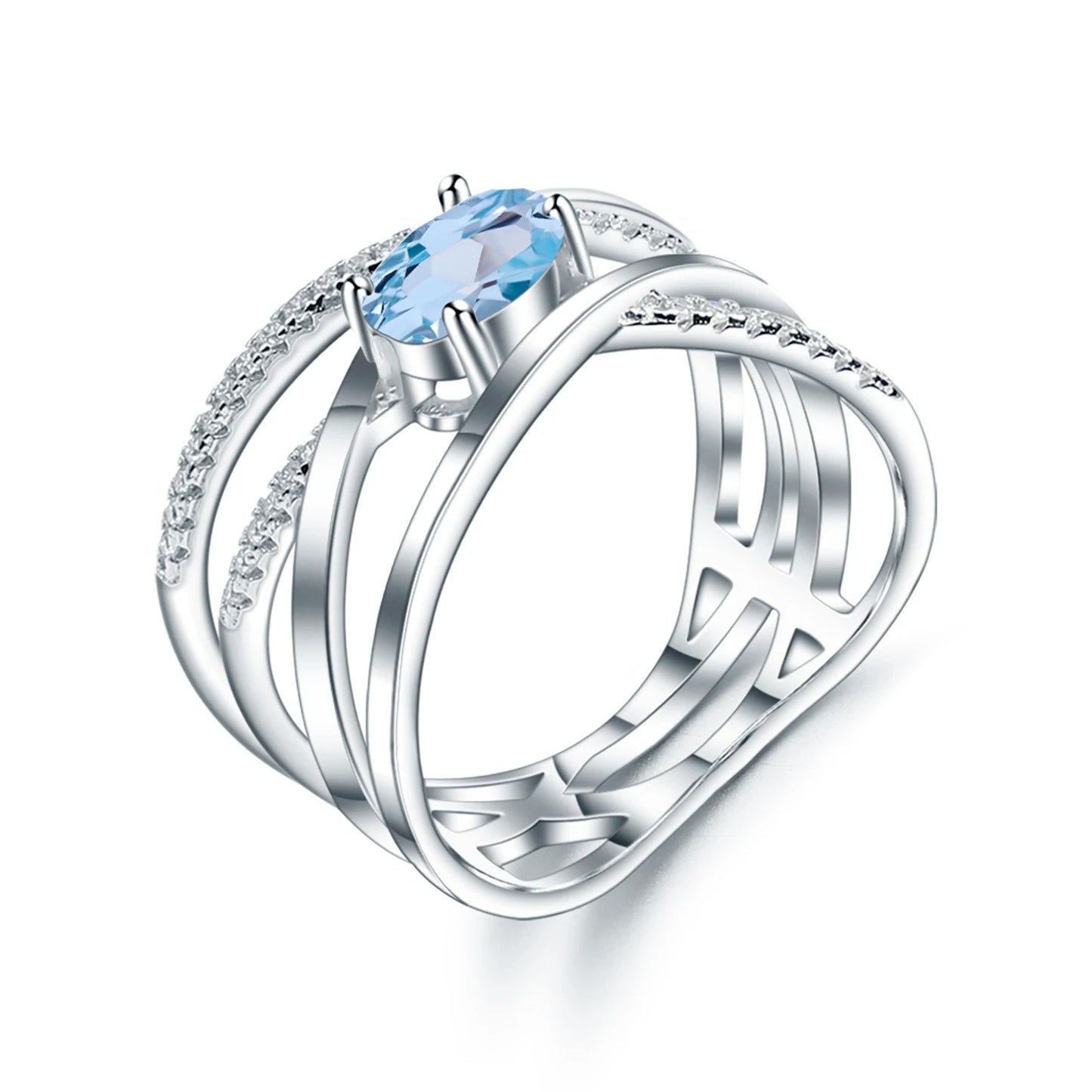 925 Sterling Silver Criss-Cross Finger Ring