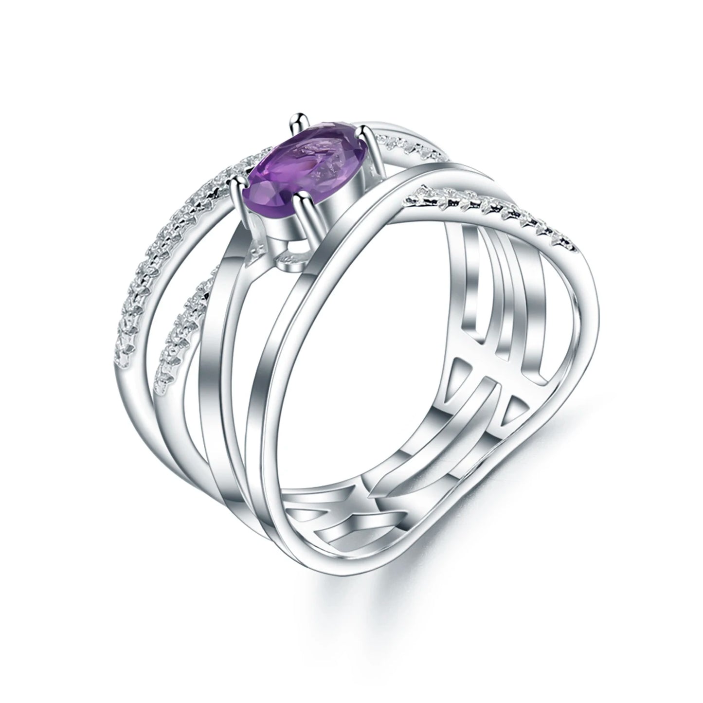 925 Sterling Silver Criss-Cross Finger Ring
