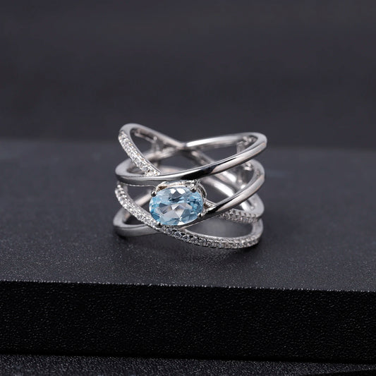 925 Sterling Silver Criss-Cross Finger Ring