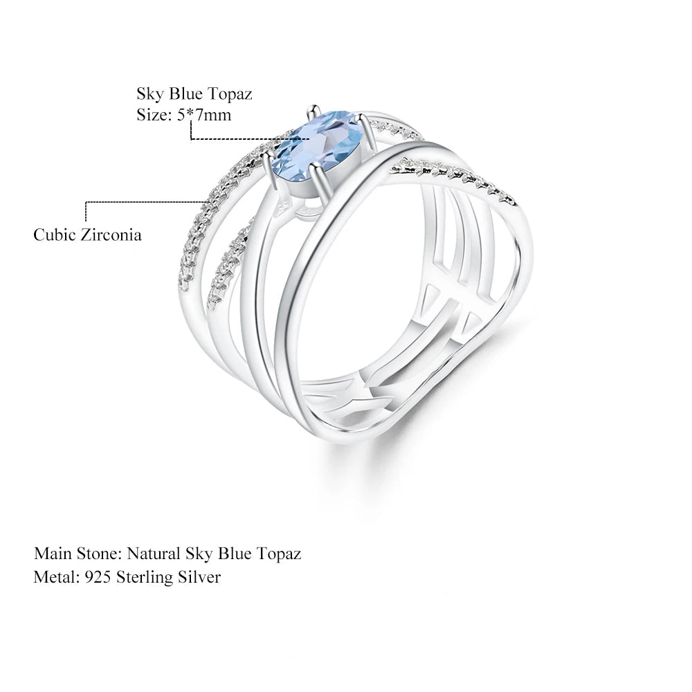 925 Sterling Silver Criss-Cross Finger Ring