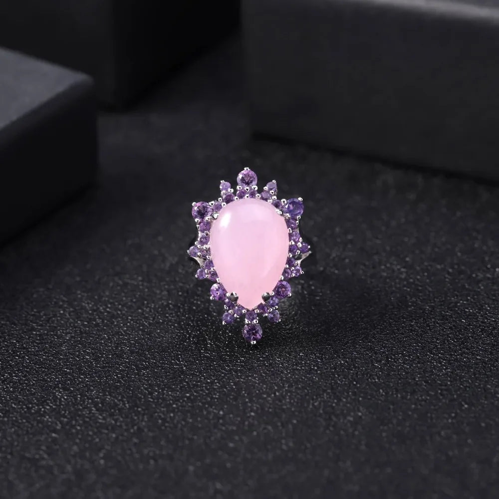 Natural Pink Chalcedony Gemstone Ring