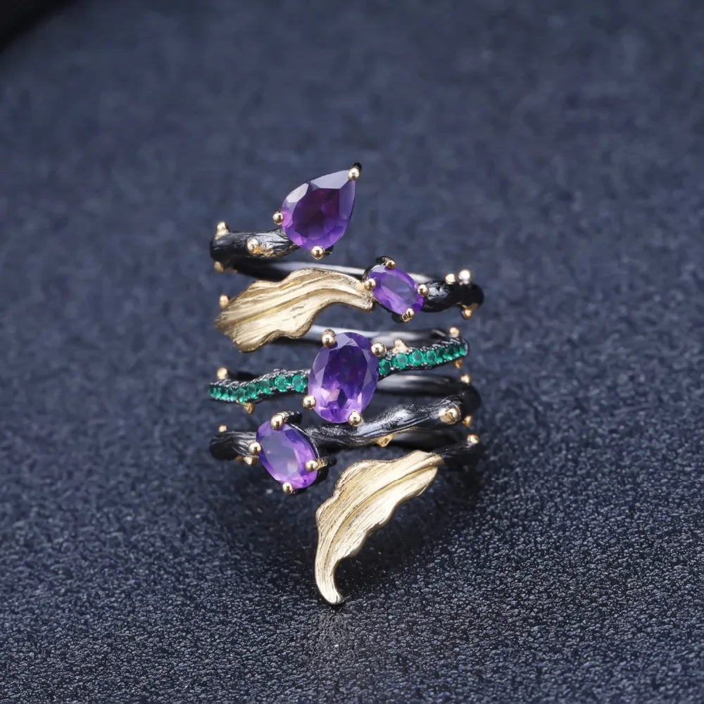 Natural Amethyst Gemstone Finger Ring