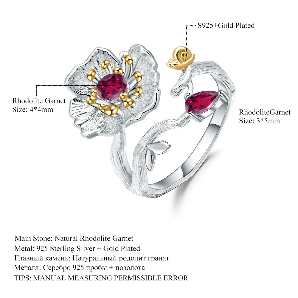 Blooming Poppies Garnet Ring