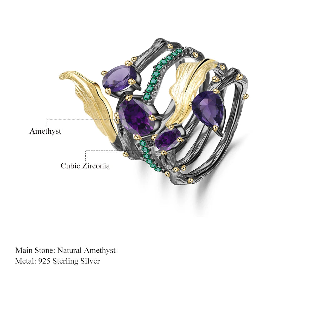 Natural Amethyst Gemstone Finger Ring