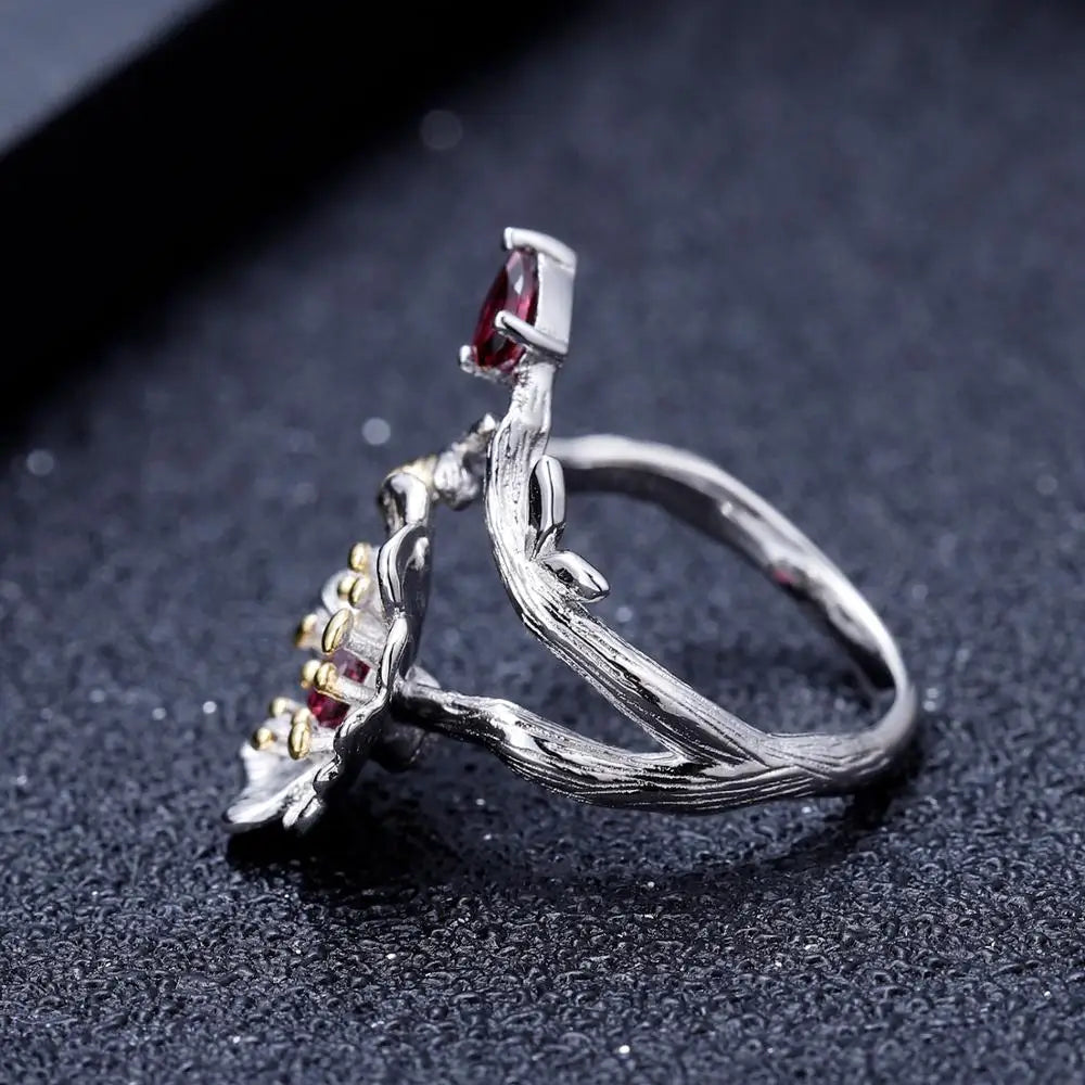 Blooming Poppies Garnet Ring