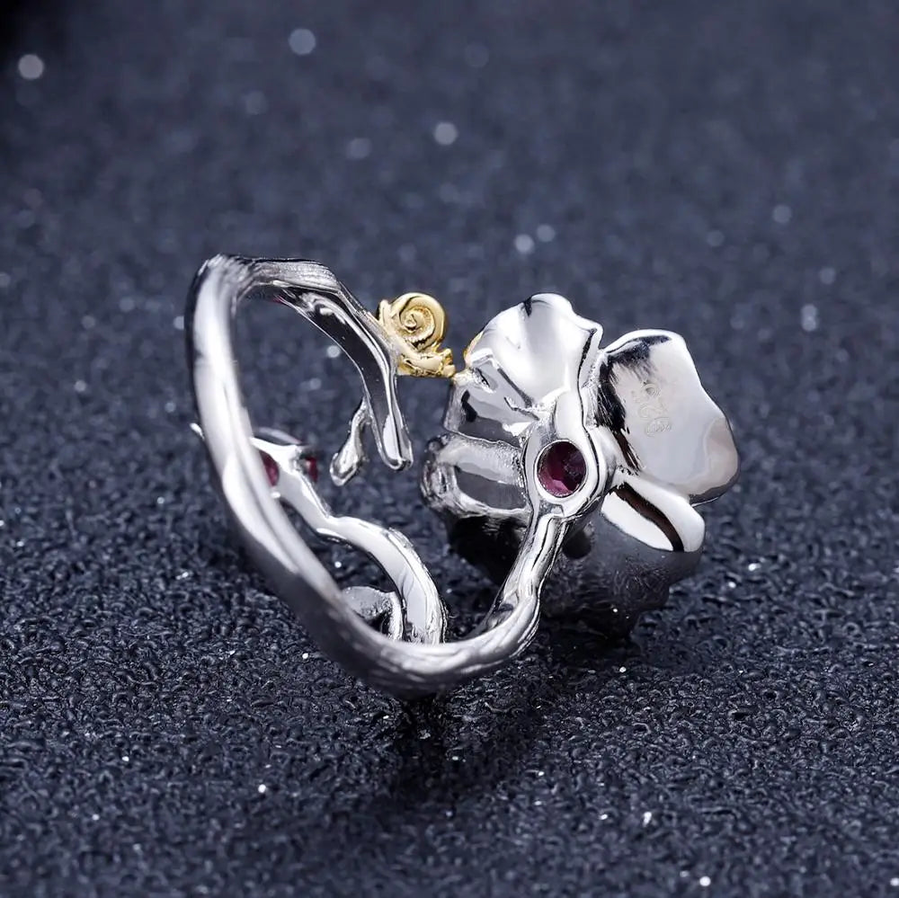 Blooming Poppies Garnet Ring