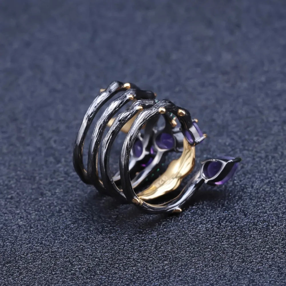 Natural Amethyst Gemstone Finger Ring