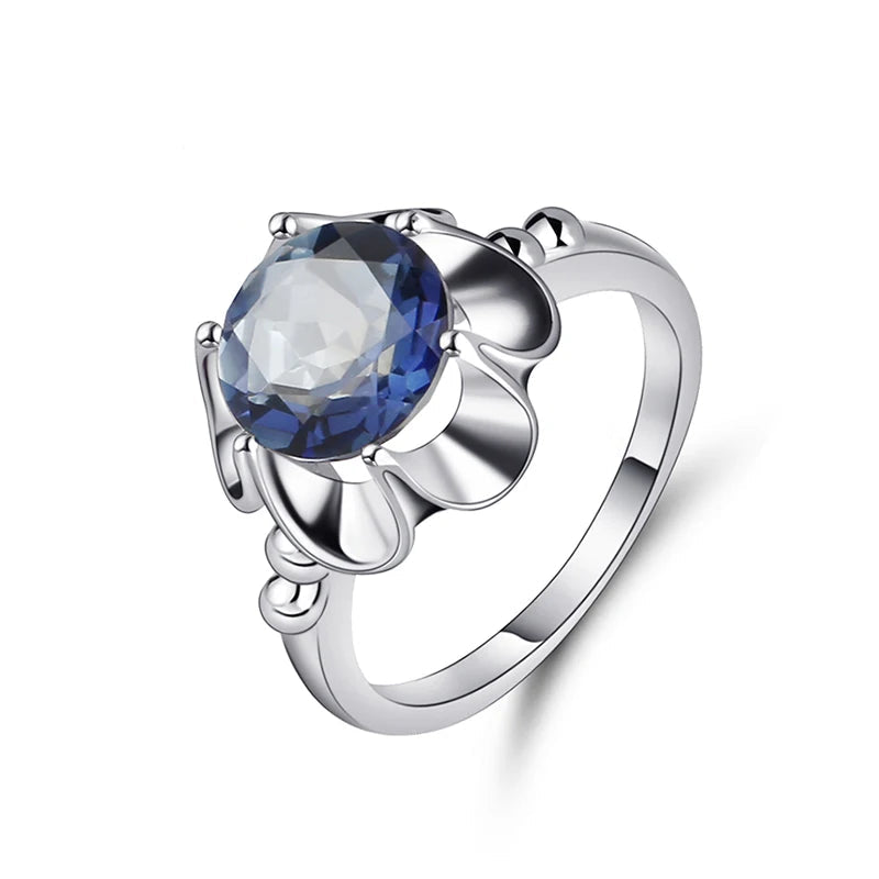 Mystic Topaz Iolite Blue Natural Gemstone Ring