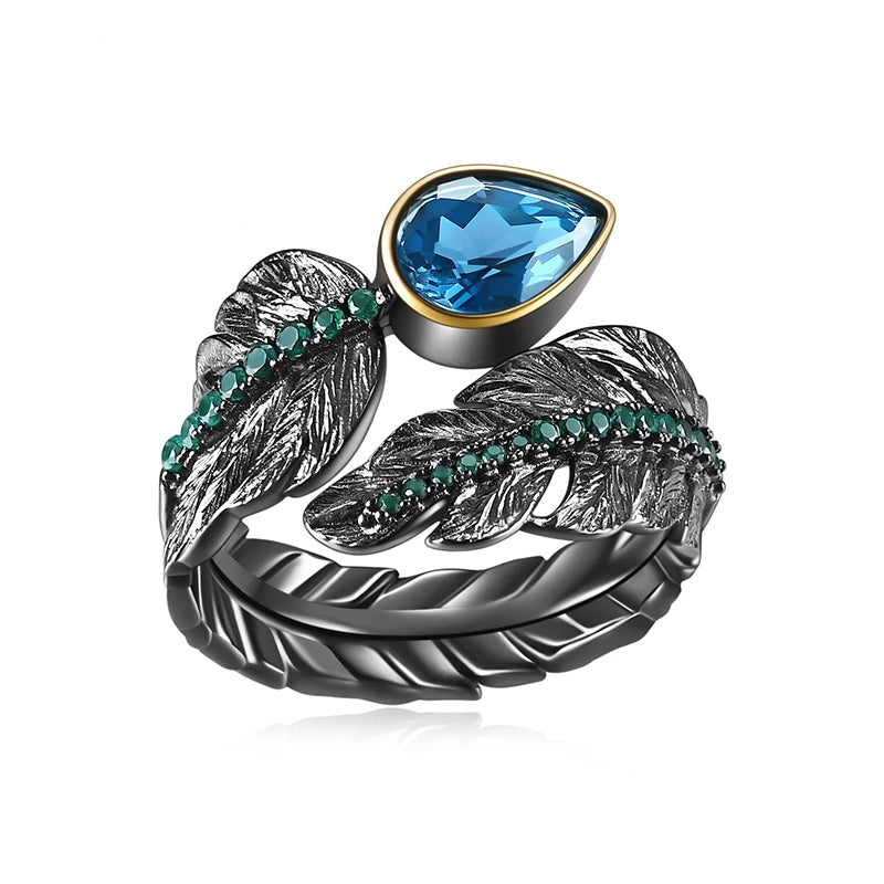925 Sterling Silver Angel Wings Feather Ring