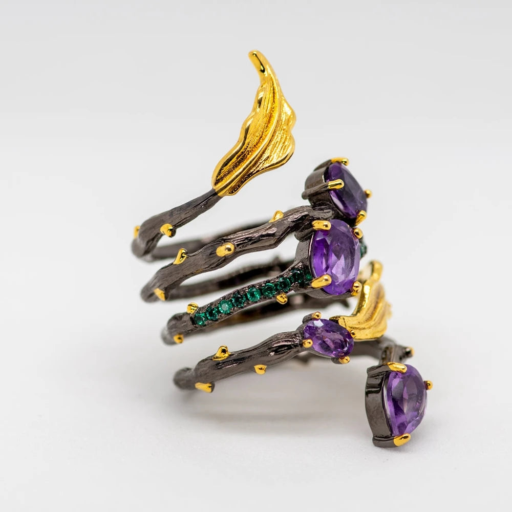 Natural Amethyst Gemstone Finger Ring