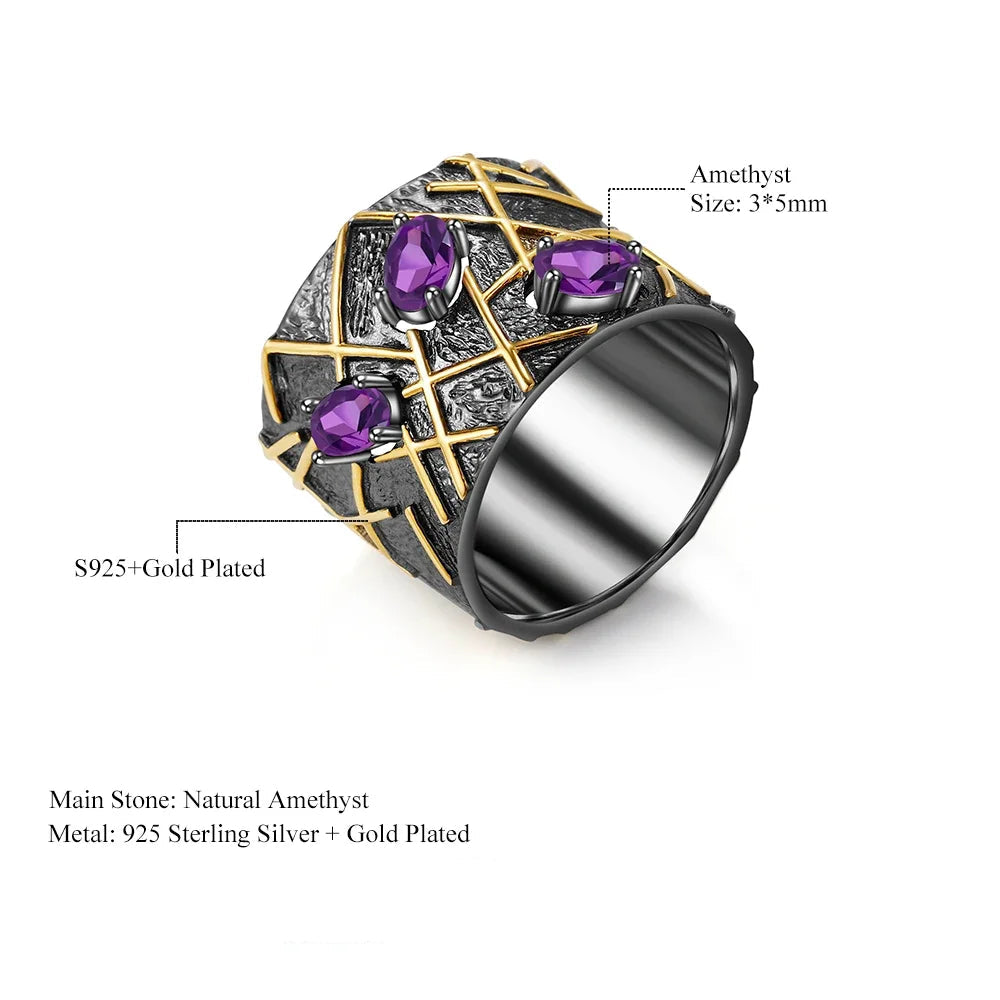 Natural Amethyst Gemstones Ring
