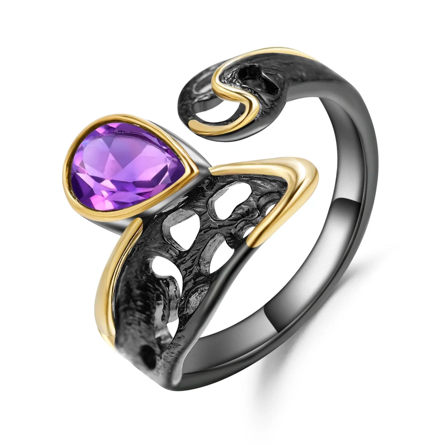 Natural Amethyst Silver Ring