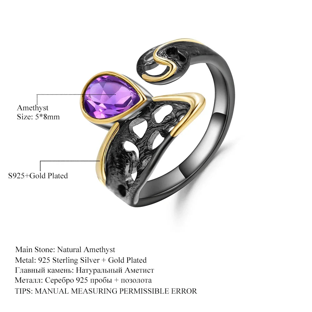 Natural Amethyst Silver Ring