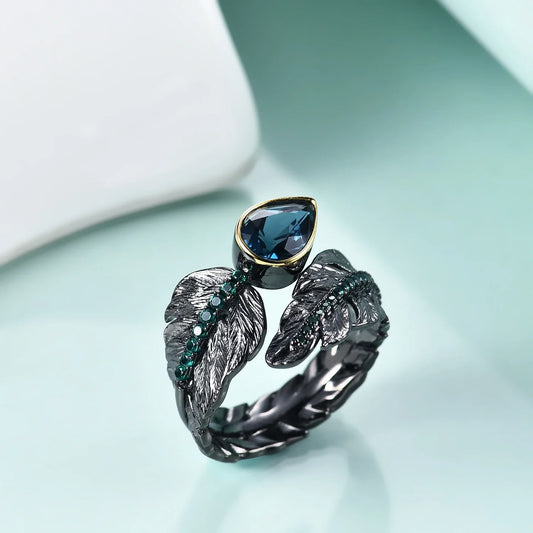 925 Sterling Silver Angel Wings Feather Ring