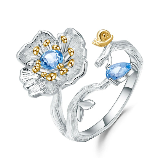 Blooming Poppies Garnet Ring