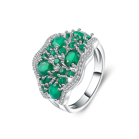 Natural Green Agate Gemstone Vintage Ring