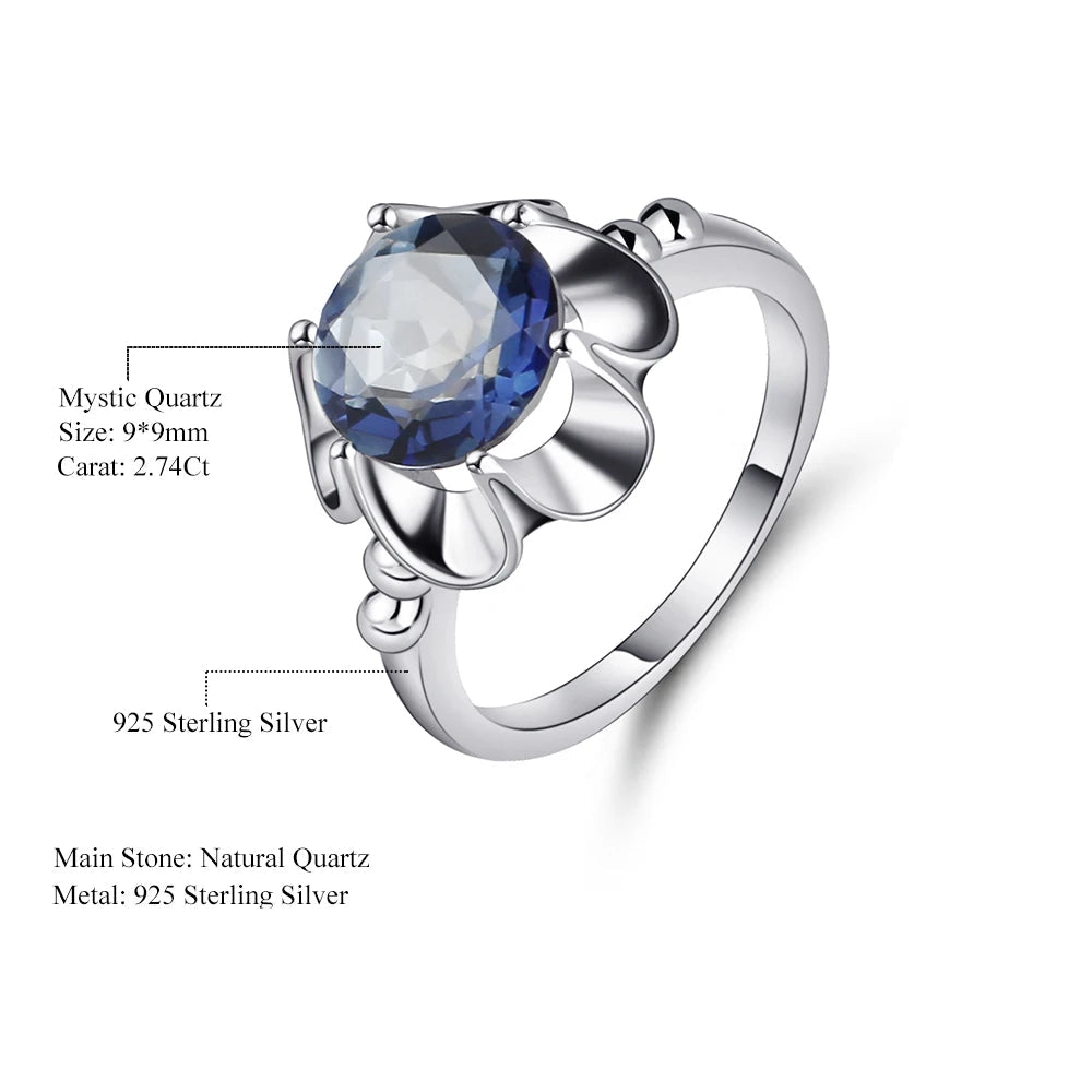 Mystic Topaz Iolite Blue Natural Gemstone Ring