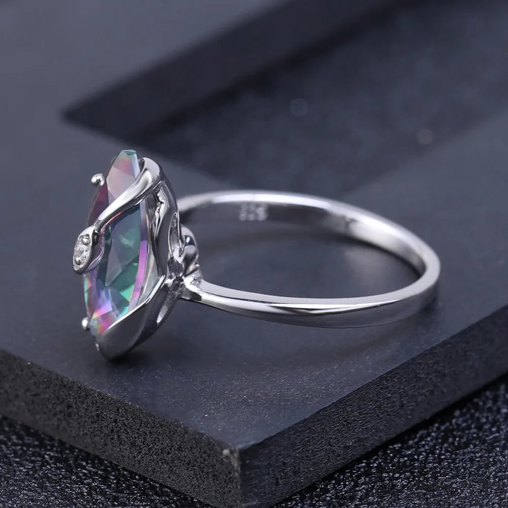 Natural Rainbow Mystic Quartz Ring