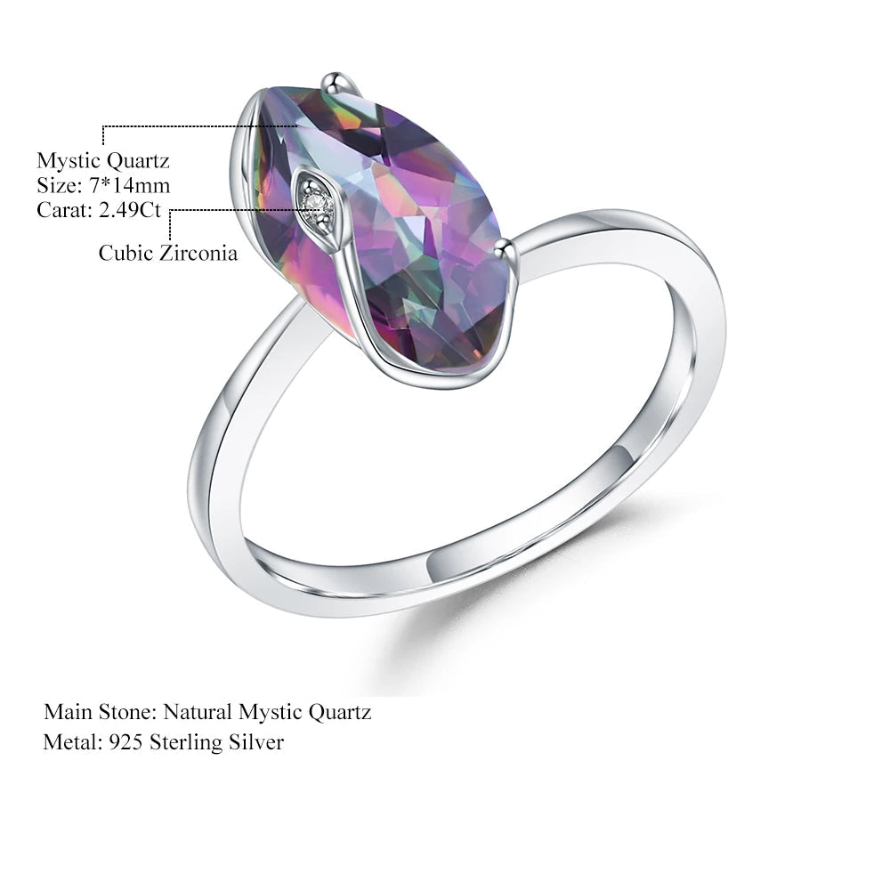 Natural Rainbow Mystic Quartz Ring