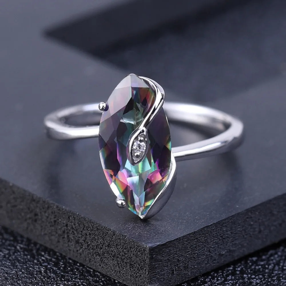 Natural Rainbow Mystic Quartz Ring
