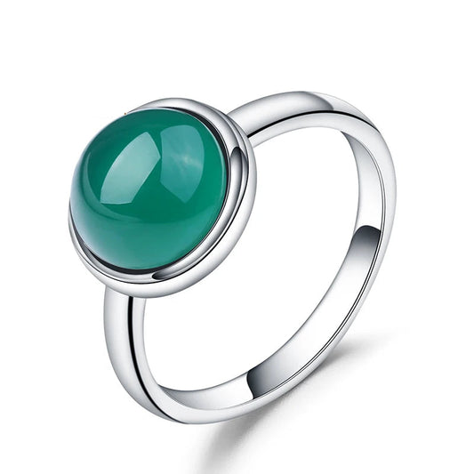 Natural Green Agate Gemstone Ring