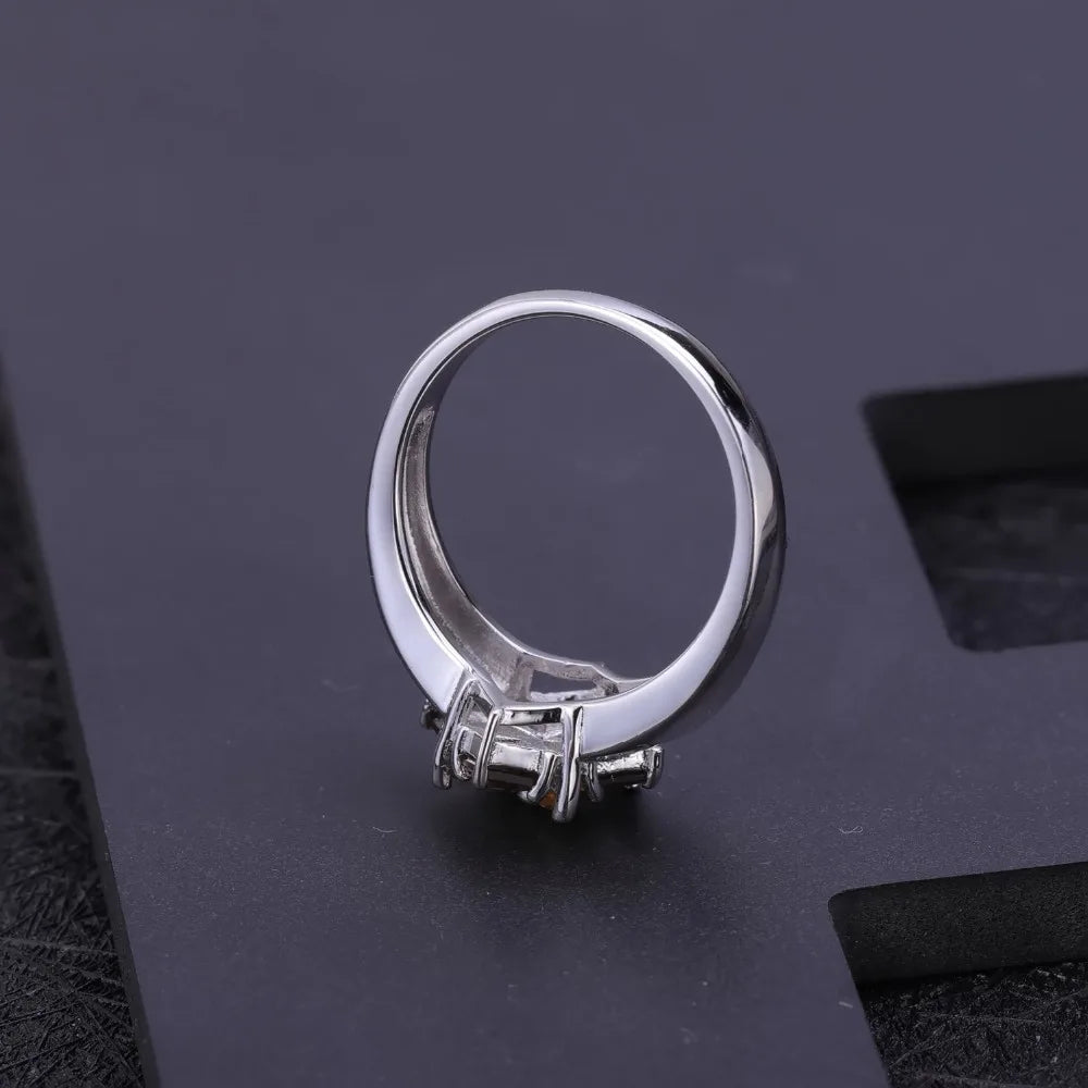 Natural Smoky Quartz Citrine Cocktail Ring