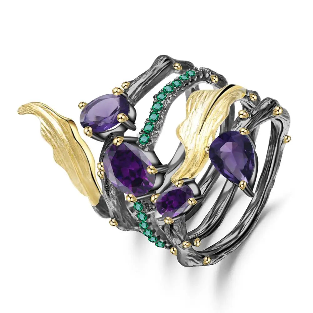 Natural Amethyst Gemstone Finger Ring