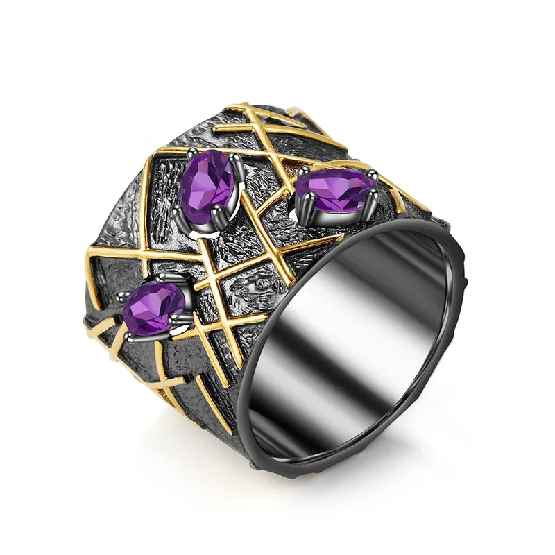 Natural Amethyst Gemstones Ring