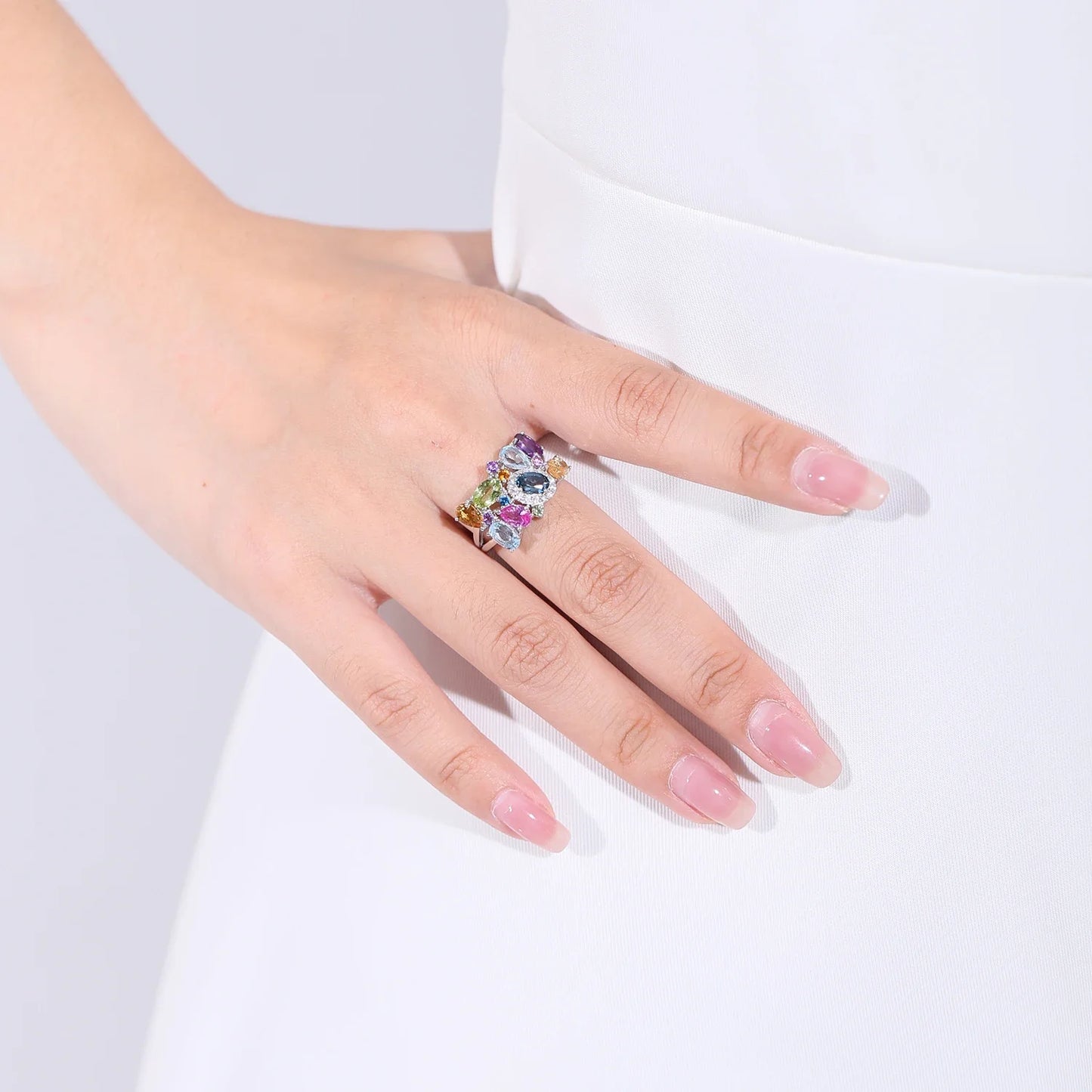 Multicolor Natural Citrine Ring