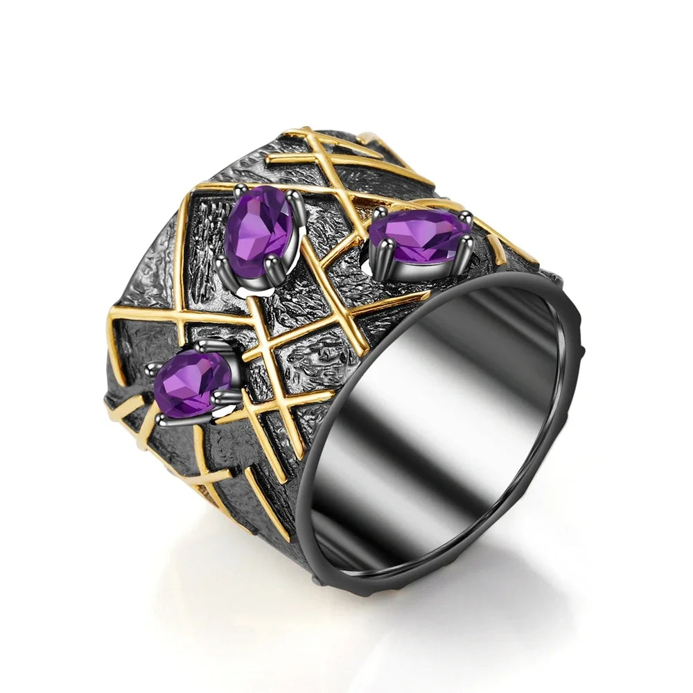 Natural Amethyst Gemstones Ring