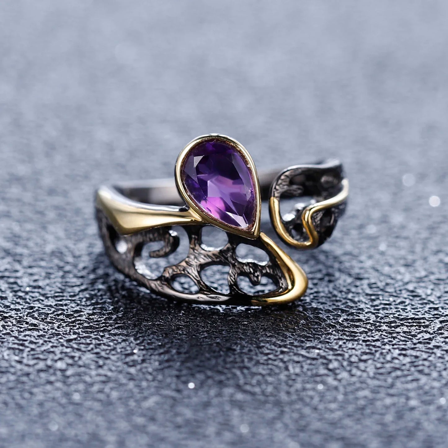 Natural Amethyst Silver Ring