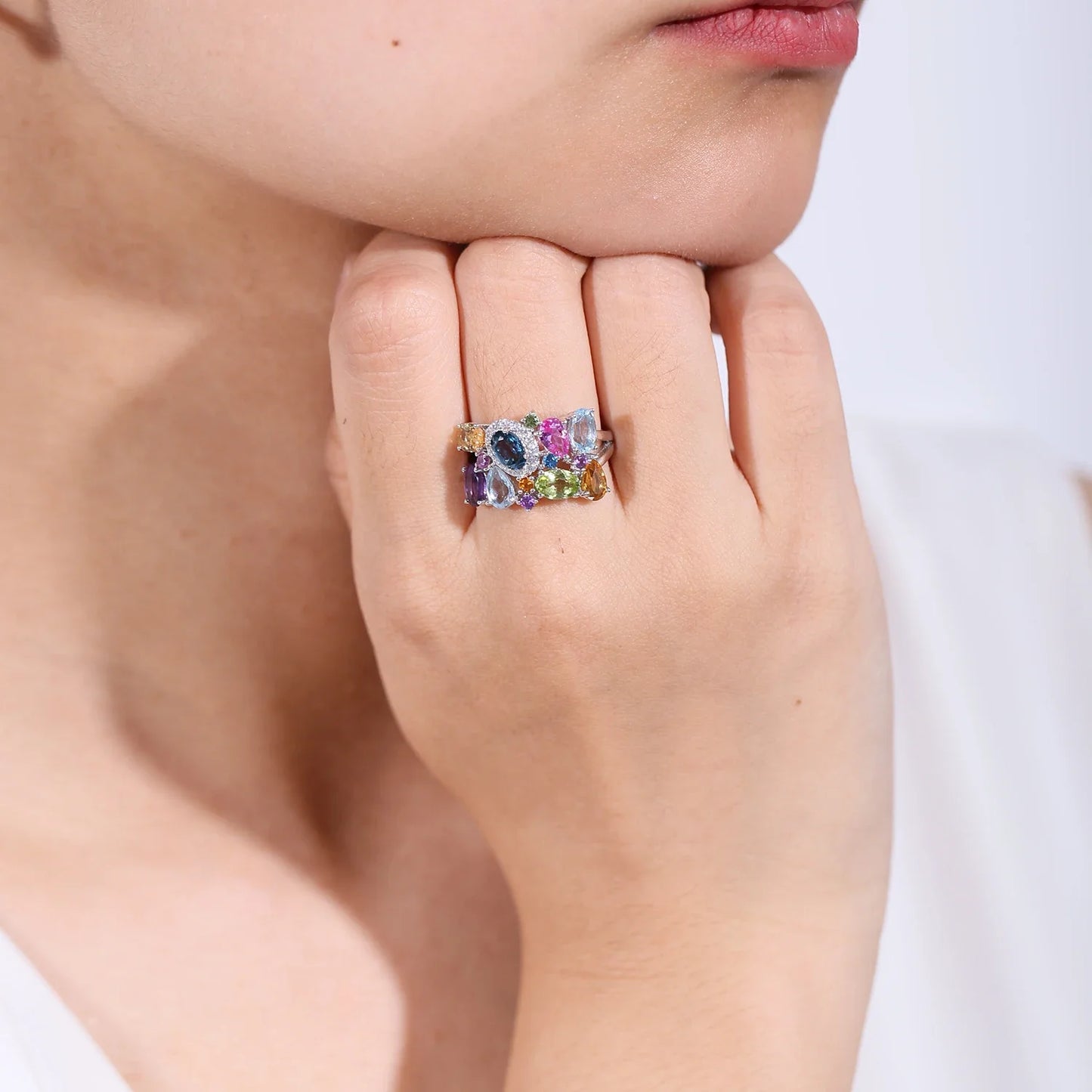 Multicolor Natural Citrine Ring