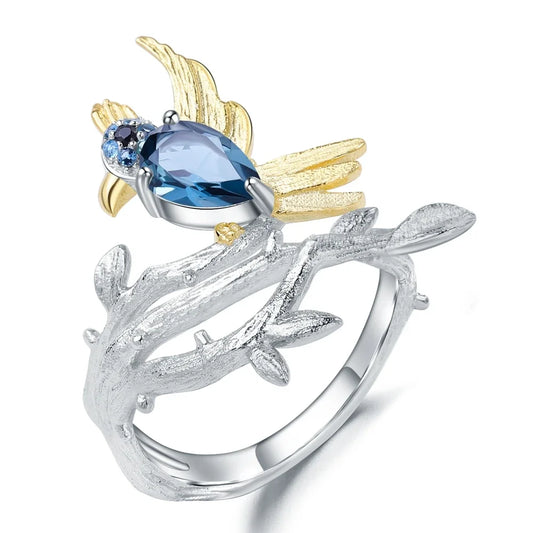 Natural London Blue Topaz Gemstone Ring