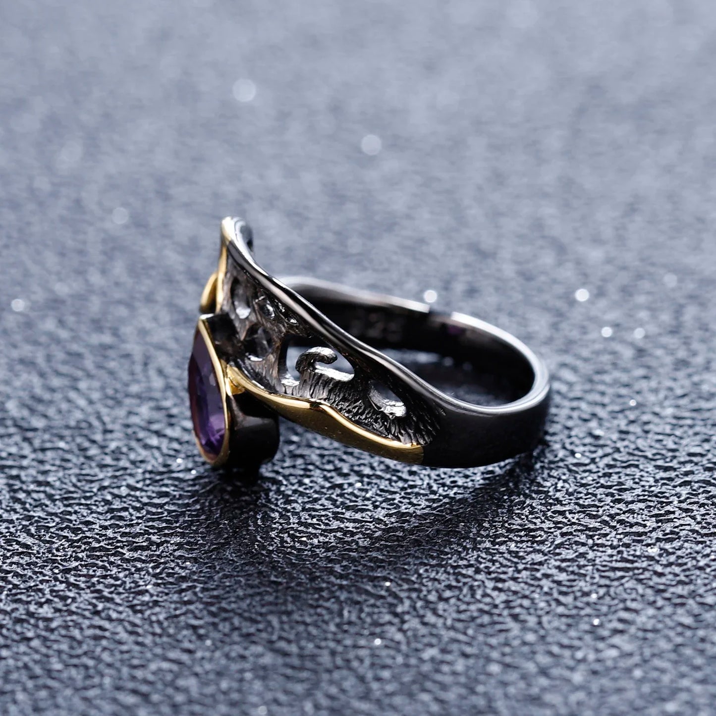 Natural Amethyst Silver Ring