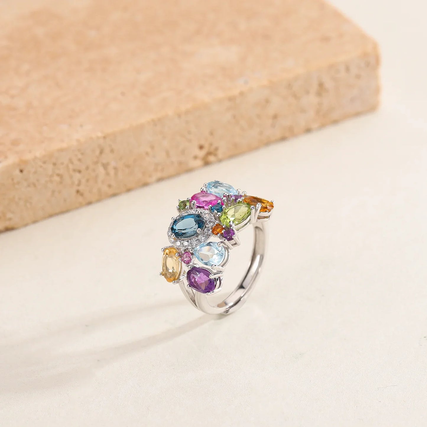 Multicolor Natural Citrine Ring