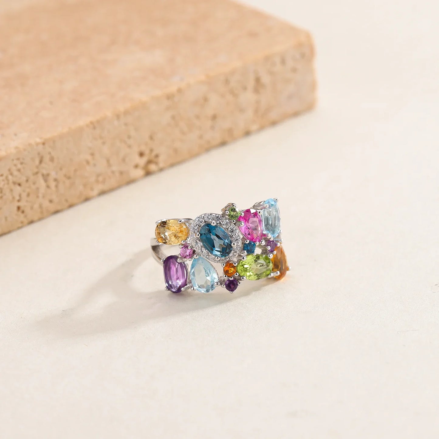 Multicolor Natural Citrine Ring