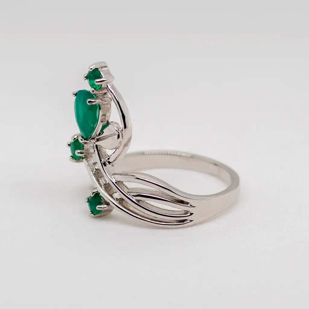 Natural Green Agate Gemstone Ring