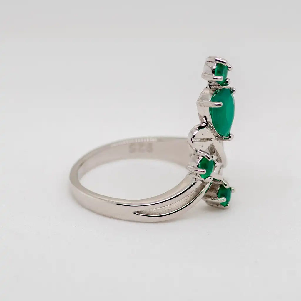 Natural Green Agate Gemstone Ring
