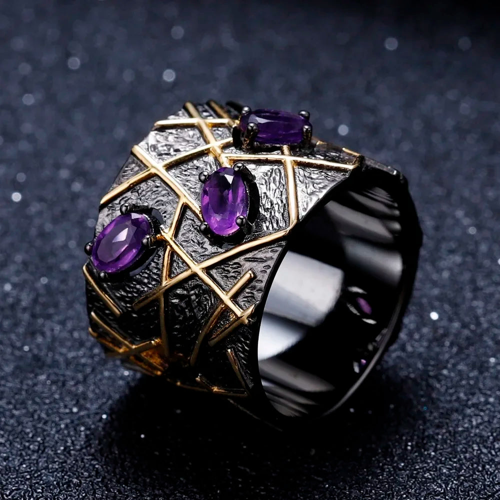 Natural Amethyst Gemstones Ring