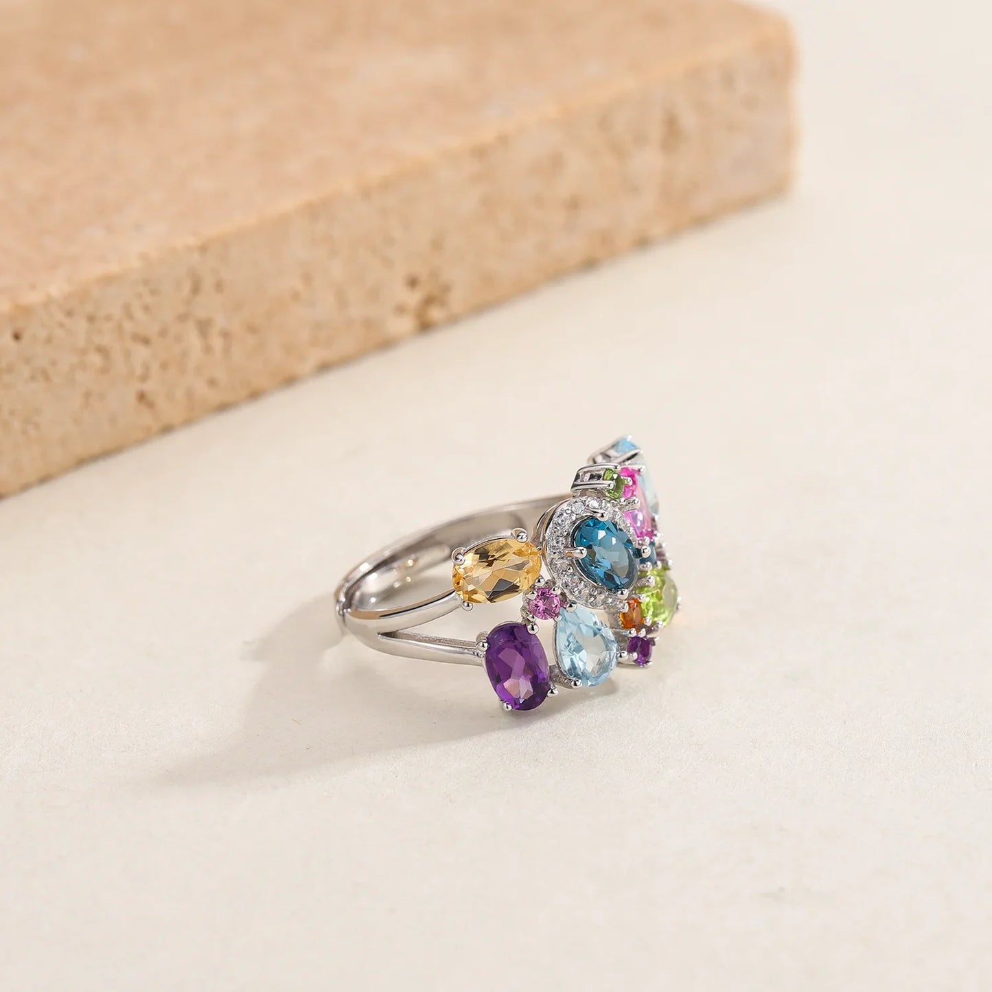 Multicolor Natural Citrine Ring