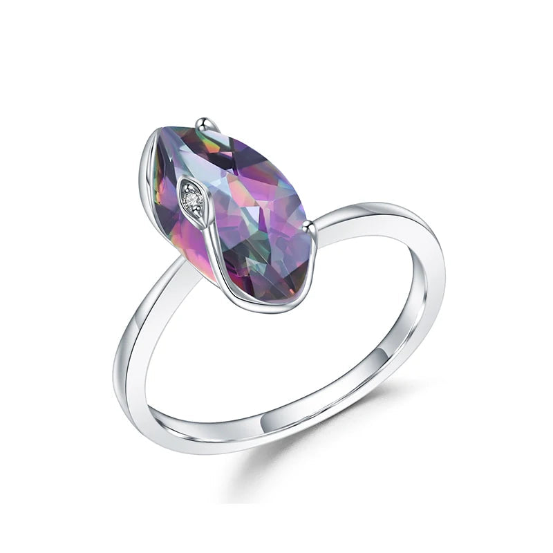 Natural Rainbow Mystic Quartz Ring